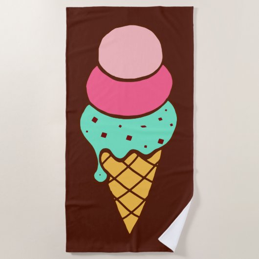 Big Ice Creme Cone Beach Handtuchgeschenk Strandtuch (Vorderseite)