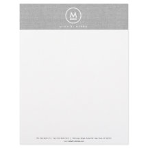 Big Initial Monogram auf Gray Linen Letterhead