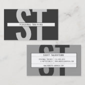 Big Initials Monogram Personal Trainer Dunkelgrau Visitenkarte (Vorne/Hinten)