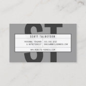 Big Initials Monogram Personal Trainer Dunkelgrau Visitenkarte (Rückseite)