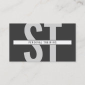 Big Initials Monogram Personal Trainer Dunkelgrau Visitenkarte (Vorderseite)