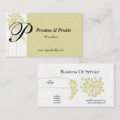 Big Initials Sage Wildblume Floral Mit Monogramm Visitenkarte (Vorne/Hinten)