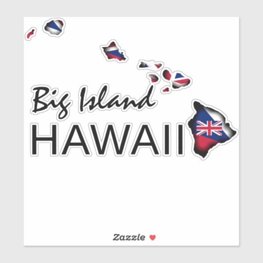 BIG INSEL - HAWAII INSELN HI Flag BLK Aufkleber (Blatt)