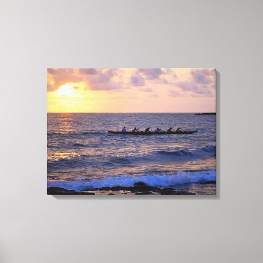 Big Island Hawaii Outrigger Canoe bei Sunset Leinwanddruck (Vorderseite)