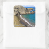 Big Island Hawaii Papakolea Green Sand Beach Quadratischer Aufkleber (Tasche)