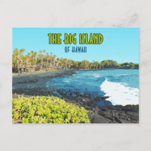 Big Island Hawaii Punalu'u Strand Vintage Postkarte