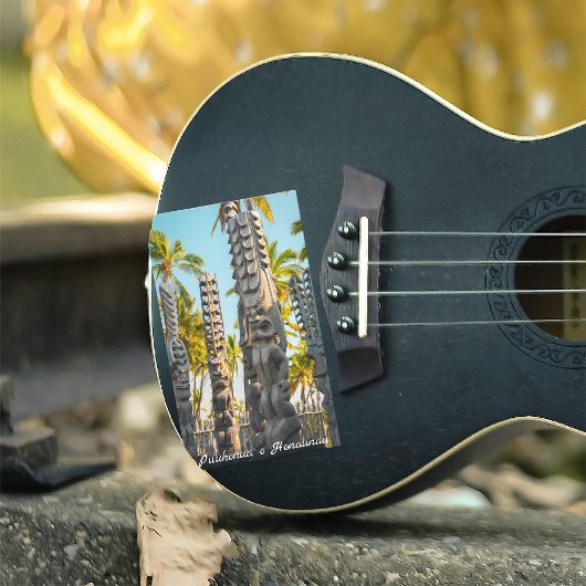 Big Island Hawaii Pu'uhonua o Honaunau Palms Tiki Rechteckiger Aufkleber