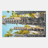Big Island Hawaii Pu'uhonua o Honaunau Palms Tiki Rechteckiger Aufkleber (Vorderseite)