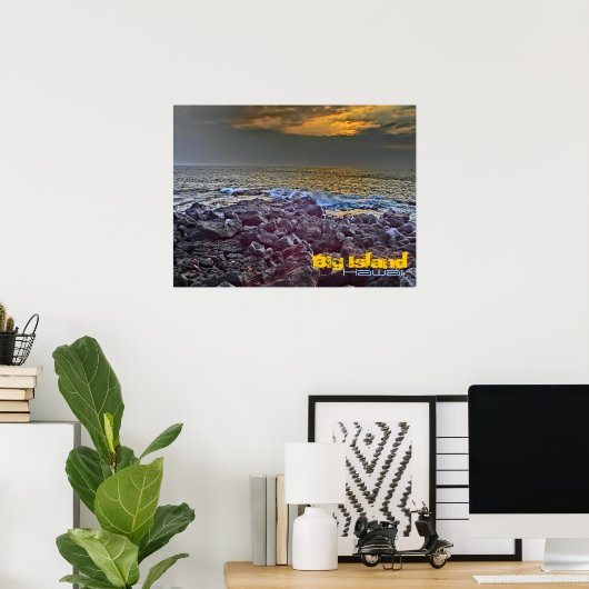 Big Island Hawaii Sonnenuntergang auf dem Felsenpo Poster (Heimbüro)
