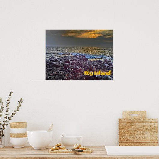 Big Island Hawaii Sonnenuntergang auf dem Felsenpo Poster (Küche)