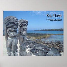 Big Island Hawaii tiki Statuen Poster