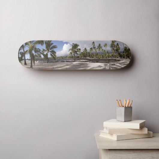 Big Island Hawaii Tropical Beach Palms Panorama Skateboard (Wandkunst (Horz))