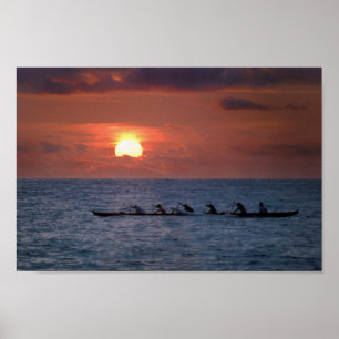 Big Island Outrigger Kanu bei Sunset Poster