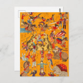 Big Japanese Circus woodblock print Postkarte (Vorne/Hinten)