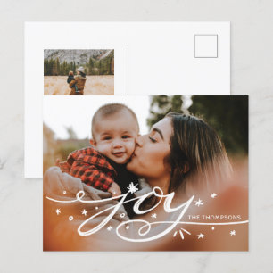 Big Joy Hand Letters Foto Holiday Postcard Postkarte