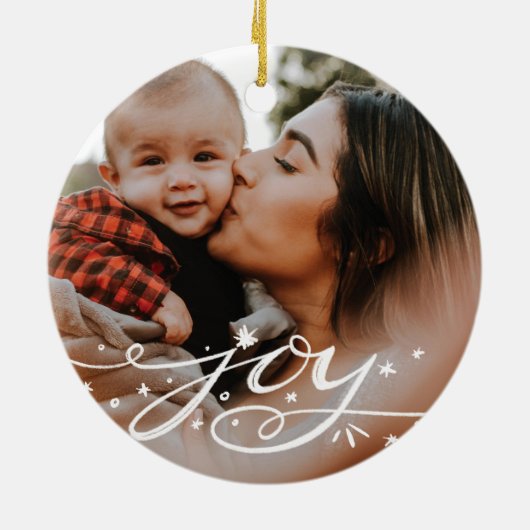 Big Joy Hand Letters Holiday Foto Keramik Ornament (Hinten)