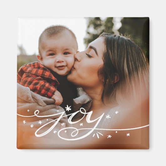 Big Joy Hand Letters Holiday Foto Magnet (Vorne)