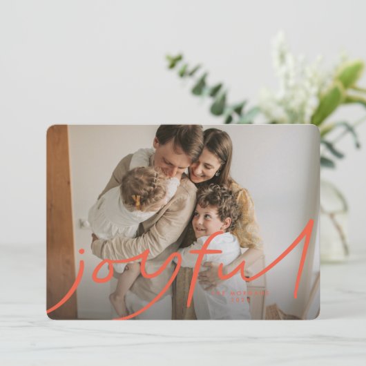 Big Joy Holiday Fotokarte - rot Karte (Stehend Vorderseite)