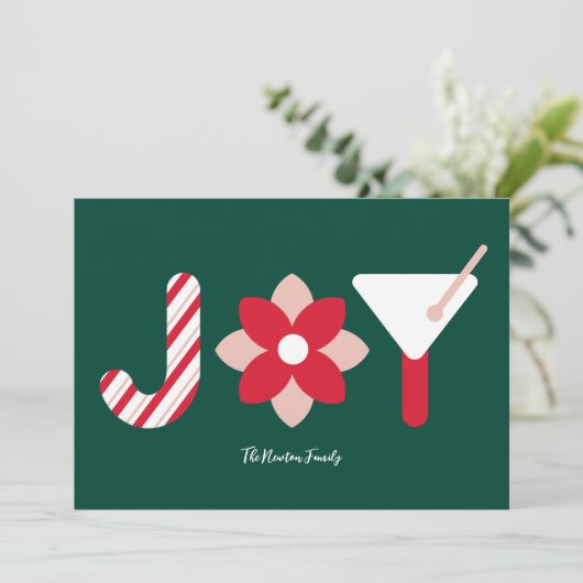 Big Joy Pine Green Holiday Card Einladung (Stehend Vorderseite)