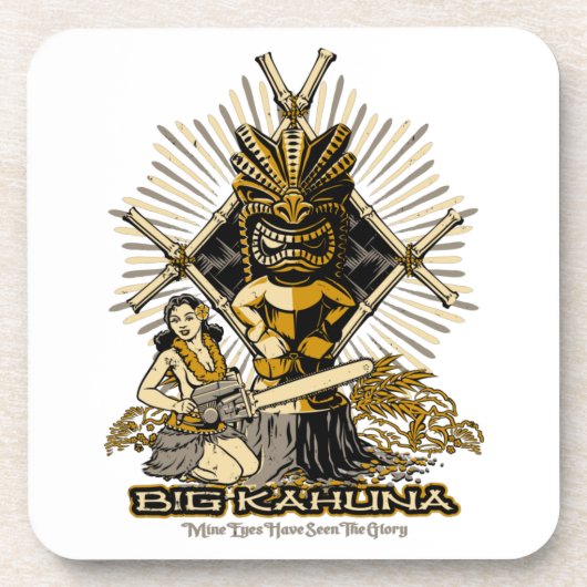 Big Kahuna Tiki Hula Pinup Girl Getränkeuntersetzer (Vorderseite)