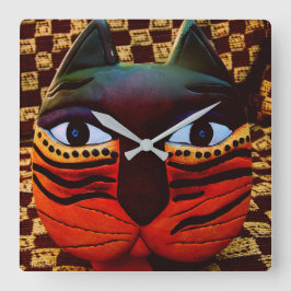 BIG KITTY CAT CLOCK....TIME TO FEED THE KITTY! QUADRATISCHE WANDUHR