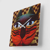 BIG KITTY CAT CLOCK....TIME TO FEED THE KITTY! QUADRATISCHE WANDUHR (Winkel)