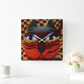 BIG KITTY CAT CLOCK....TIME TO FEED THE KITTY! QUADRATISCHE WANDUHR (Zuhause)