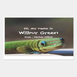 Big Lächeln Gecko Name Abzeichen Rechteckiger Aufkleber