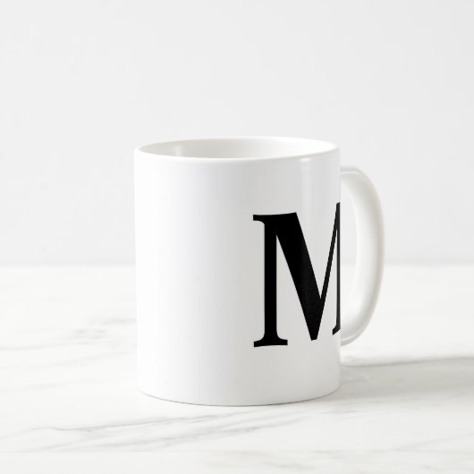 Big Letter Monogram Modern Minimal Schwarz-weiß Kaffeetasse (VorderseiteRechts)