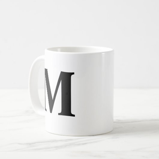 Big Letter Monogram Modern Minimal Schwarz-weiß Kaffeetasse (Vorderseite Links)