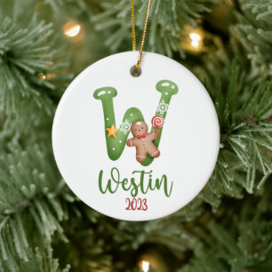 Big Letter, Name und Datum Personalisiert Keramik Ornament