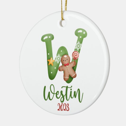 Big Letter, Name und Datum Personalisiert Keramik Ornament (Links)