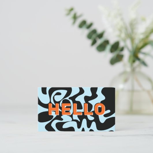 Big Letters Hello Modern Black Bale Blue Orange Visitenkarte (Stehend Vorderseite)