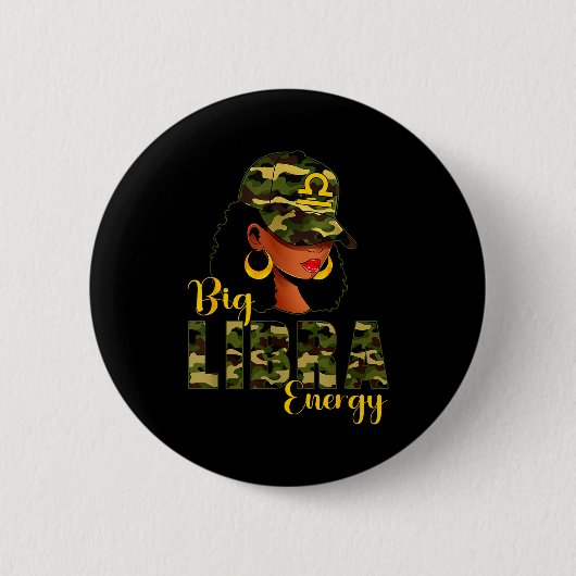 Big Libra Energy Camouflage Black Woman Cap Zodiac Button (Vorderseite)