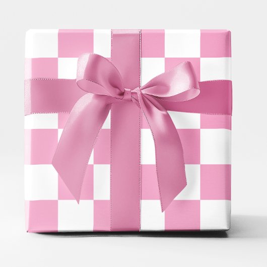 Big Light Pink und White Checked Geschenkpapier