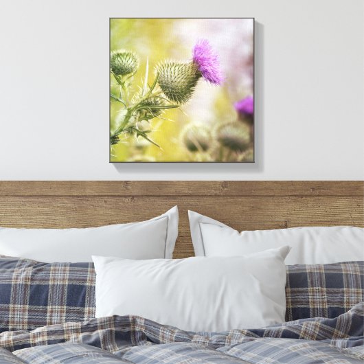 Big Lila Scottish Thistle Wild Blume Foto Leinwanddruck (Insitu (Schlafzimmer))