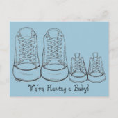 Big Little Sneakers New Baby Birth Ankündigung (Vorderseite)