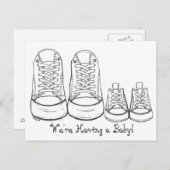 Big Little Sneakers New Baby Birth Ankündigung (Vorne/Hinten)