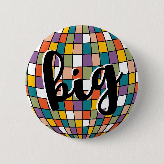 Big Little Studentinnenverbindung Retro Disco Ball Button (Vorderseite)