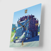 Big Logging Truck Drivers Wall Clock Quadratische Wanduhr (Winkel)