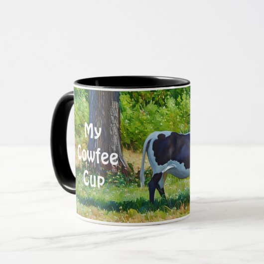 Big Longhorn Kuh Fun Pun Art Coffee Cup Tasse (Vorderseite Links)