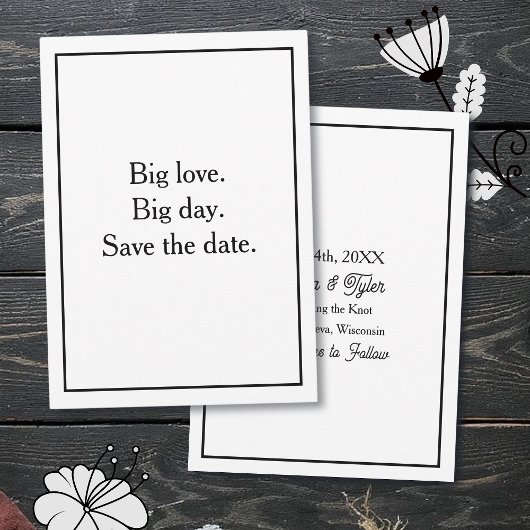 Big love. Big day. Save the date. Black Border Einladung