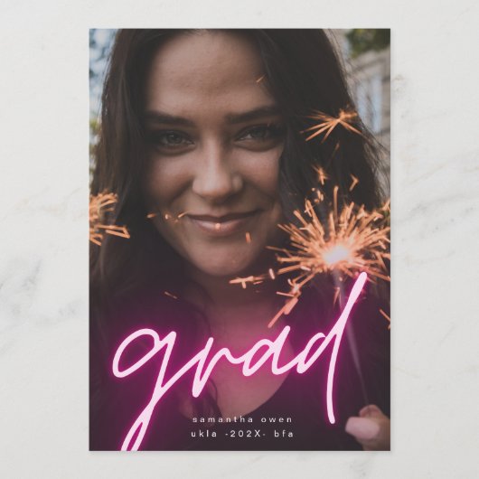 Big Lumo Lights Grad Moderne Foto University Ankündigung (Vorderseite)