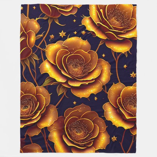 Big Luxury Gold Trendy Rose Collection Fleecedecke (Vorderseite)
