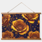 Big Luxury Gold Trendy Rose Collection Wandteppich Mit Holzrahmen (Vorne)