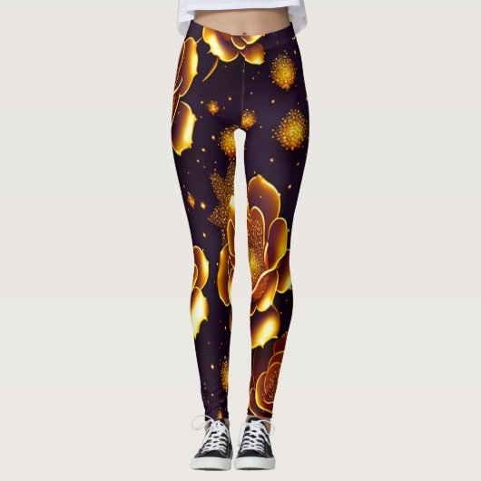 Big Luxus Gold Rose Moderne Kollektion Leggings (Vorderseite)