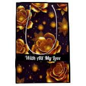 Big Luxus Gold Rose Moderne Kollektion Mittlere Geschenktüte (Vorderseite)