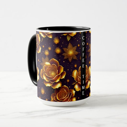 Big Luxus Gold Rose Moderne Kollektion Tasse (Vorderseite Links)