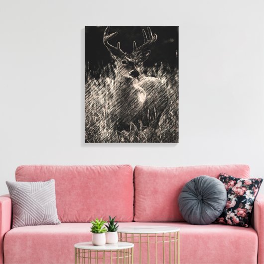 Big Meadows Buck Stretched Canvas Print Leinwanddruck (Insitu (Wohnzimmer))