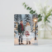 Big Merge Weihnachtscouples Foto Front Feiertagspostkarte (Stehend Vorderseite)